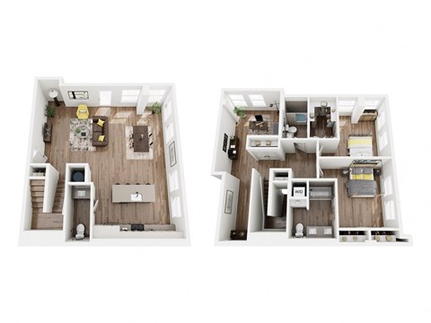 Floor plan for 2 beds, 2.5 baths, 1953 sqft